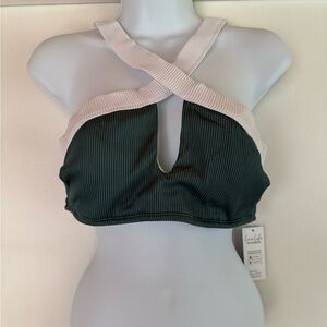 Cupshe Green and White Swim Top New